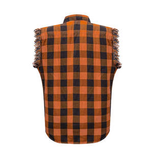 Camisa sin mangas de franela y algodón negra y naranja para hombre, ideal para ciclismo de verano, camisa casual sin mangas para rendimiento muscular. - Product Image 3