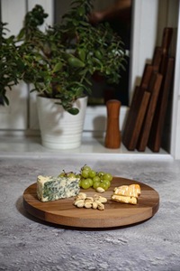 Wood Double Tier Rotating Tray Smooth-Spin Lazy Susan for <b>Tabletop</b> Spice Serving - Product Image 4