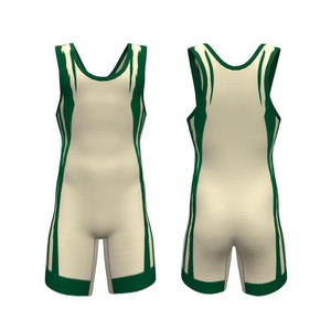 Singlet de Lucha Unisex Verde Súper Suave con Estampado por Sublimación, Ropa Deportiva para Adultos, Spandex Teñido Liso de 180g - Product Image 1
