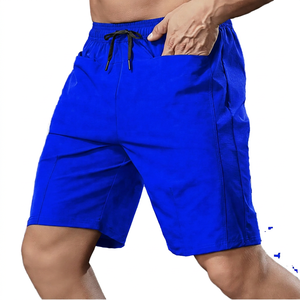 Shorts Bermuda pour homme, couleur noire unie, séchage rapide, avec cordon de serrage et poches, vêtements de sport décontractés - Product Image 2