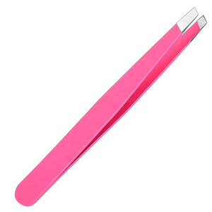 Pinzas para Cejas de Acero Inoxidable con Punta Inclinada y Recubrimiento en Polvo Rosa, con Tubo Protector, Herramienta de Belleza Personalizada OEM - Product Image 1