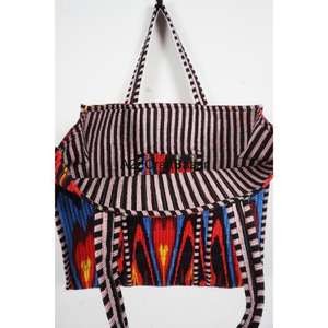 Bolso de Playa Ecológico Estilo Bohemio Indio, Bolso Tote a Rayas, Hecho a Mano en India, de Algodón Acolchado, Asa Larga, para Mujer, del Estado de Rajasthan - Product Image 6