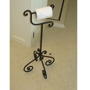 Iron Floor Standing Toilet Paper Holder With Stable Base And Extra Storage For Bathroom Tissue <b>Roll</b> Organization - Product Image 1