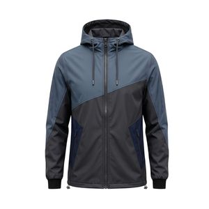 Chaqueta con capucha y cremallera en el pecho, resistente a la intemperie, cortavientos, deportiva, utilitaria, transpirable, de poliéster. - Product Image 3