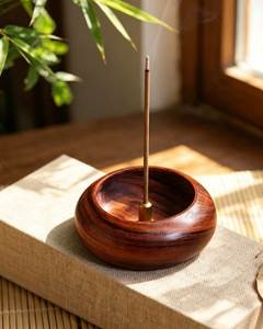 Soporte para varillas de incienso para todas las estaciones, quemador de incienso de madera duradero con forma redonda para exhibición en mesa, decoración del hogar, idea de regalo religioso - Product Image 2
