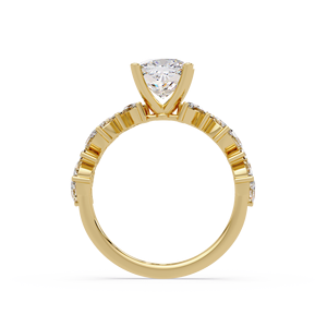 เครื่องประดับทองคำ 14K 18K คุณภาพสูง เพชรทรงคุชชั่นเม็ดเดี่ยว เพชรเลี้ยงในห้องปฏิบัติการ รับรองโดย IGI พร้อมแหวนแต่งงานเข้าชุดสำหรับผู้หญิง - Product Image 4