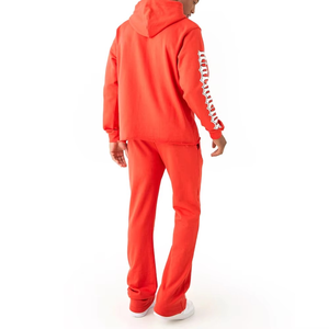 Custom Printed Hooded Casual Autumn Vintage Flared <b>Pants</b> Drawstring Two Piece Set Men's Cotton Thermal Breathable Training - Product Image 5