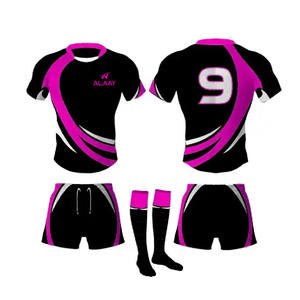 Ensemble d'uniformes de rugby pour hommes de haute qualité, respirant et à séchage rapide, avec impression numérique par transfert thermique personnalisée, maillot d'équipe et short d'équipe - Product Image 3
