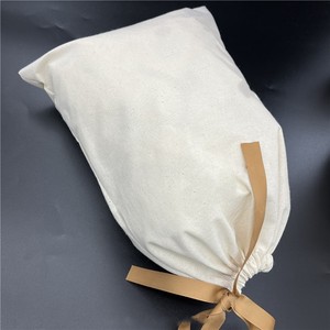Printed Cotton Muslin Washable Adjustable Drawstring Bags Eco Friendly Reusable Storage Pouches White - Product Image 2
