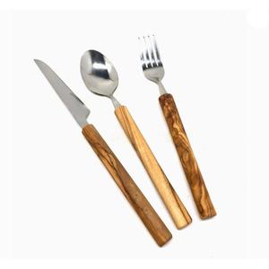 Ensemble de couverts de style japonais en acier inoxydable, cuillère, fourchette, couteau avec manches en bambou, qualité alimentaire, pour restaurants - Product Image 4