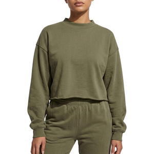 Sudadera Corta Ecológica de Hombros Caídos para Mujer, Oversize, de Algodón Felpa French Terry, Cuello Redondo, para Invierno y Otoño - Product Image 6