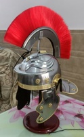Casque de Centurion Romain en Acier Doux Plaqué Argent Fait Main avec Plume Rouge, Chevalier Médiéval, Reconstitutions Historiques, Halloween, Nouvel An