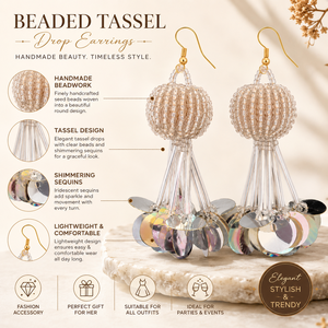 Pendientes Colgantes Hechos a Mano con Borlas de Cuentas para Mujer, Joyería de Moda para Fiesta, Pendientes Colgantes con Lentejuelas, Accesorio de Regalo - Product Image 6