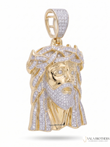 VALA BROTHERS HH-25 Colgante de Cruz de Jesús con Barba y Corona, Chapado en Oro sobre Plata 92.5%, con Moissanita Personalizada, Estilo Hiphop, Amuleto Religioso Unisex - Product Image 3