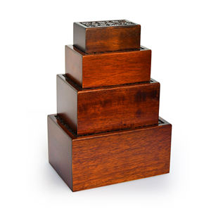 Wood <b>Pet</b> Urn Floral Embossed Memorial Casket Simple Square Urn for Small Animals Funeral Rite - Product Image 3
