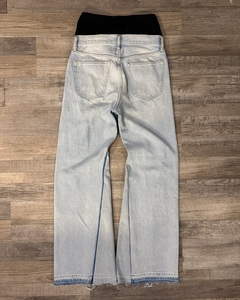 Jean en denim déchiré tendance pour homme, coupe droite, couleur claire, double ceinture, style vintage, pantalon décontracté évasé pour homme - Product Image 4