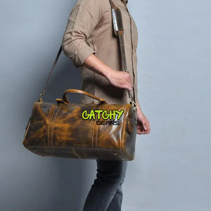 Genuine Leather Duffle Bag Large Travel Weekender Luggage Adjustable Strap & Durable Construction for Gym Sport & Trip Use - Product Image 5