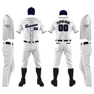 Ensemble de maillots de baseball personnalisés pour hommes, blanc, bordeaux, noir, polyester sublimé, évacuation de l'humidité, toutes saisons, taille adulte - Product Image 3