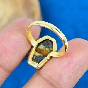 Anillos con Forma de Ataúd con Turquesa Natural en Forma de Piedra Preciosa, Chapados en Oro de 18k sobre Plata de Ley 925 - Product Image 4