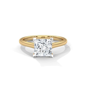 14K Gold 1 CT Princess Cut Lab Grown Diamond Prong Setting <b>Solitaire</b> Engagement <b>Ring</b> Yellow Gold Luxury Classic Jewelry - Product Image 3