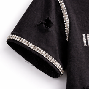 T-shirt Streetwear Homme Oversize Déchiré et Vieilli avec Strass, 100% Coton Respirant et Écologique – Meilleure Vente - Product Image 6