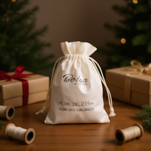ถุงของขวัญ ILAN ขนาด 10x15 ซม. สีขาว ทำจากผ้าฝ้าย มีเชือกผูก สำหรับใส่ของขวัญ - Product Image 3
