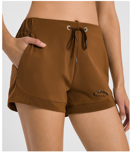 Shorts tricotés taille haute pour femme, couleur unie, avec cordon de serrage, décontractés, respirants, en Spandex et Polyester, coupe classique - Product Image 4