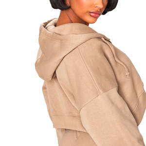 Haut court zippé pour femme, tendance, avec capuche, dernier design, respirant, vêtements de sport, crop top à capuche pour femme - Product Image 6