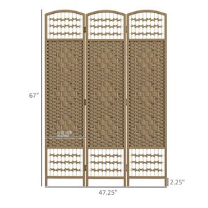 Divisorio Pieghevole a 3 Pannelli Fatto a Mano, Schermo Portatile per la Privacy con Design a Onde in Fibra, per Casa e Ufficio, Stile Naturale Tradizionale - Product Image 3