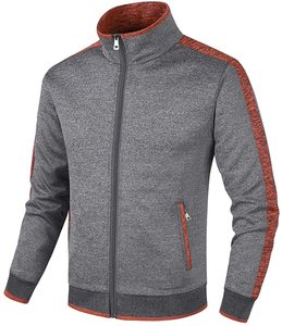 Conjunto Deportivo para Hombre en Gris con Detalles Rojos, Chaqueta con Cierre Completo, Pantalones Deportivos, Ropa Casual de Otoño, Mezcla de Poliéster y Algodón, Corte Regular, Bolsillos Laterales - Product Image 2