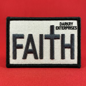 Custom White Fabric Faith Lettering Cross Design Machine Embroidery Iron <b>On</b> <b>Sew</b> <b>On</b> <b>Patch</b> Badge Church Uniform Jacket Clothing - Product Image 1
