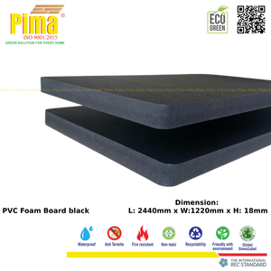 Hoja de tablero de espuma de PVC WPC, 18mm de espesor, densidad de 0,6G/cm3, Color negro, acabado decorativo suave para fabricación de muebles de cocina - Product Image 1