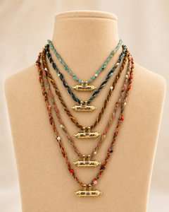 Handmade Bohemian Braided <b>Cord</b> <b>Necklace</b> Gold-Tone Pendant Freshwater Pearl Colorful Beads Unisex Custom Fashion - Product Image 1