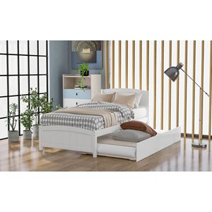 Letto a piattaforma bianco matrimoniale con letto estraibile - Product Image 1