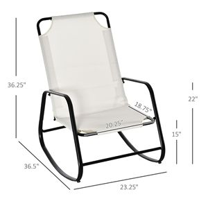 Sedia a dondolo da interno/esterno per Patio Bliss, colore bianco crema, con seduta in tessuto. - Product Image 3