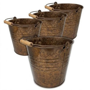 Finest Quality Silver <b>Galvanized</b> Iron Pail <b>Bucket</b> With Handle Vintage Style Metal Pail <b>Bucket</b> For Farmhouse Decor Or General Use - Product Image 3