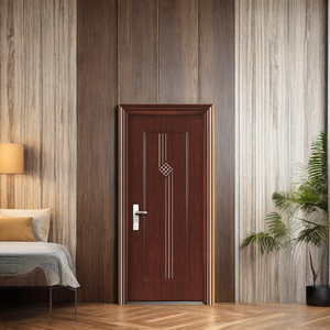 Minimalist Wooden Veneer Private Entry Room Door Moisture-resistance Fire-retardant Solid MDF Material Prehang Door Interior - Product Image 4