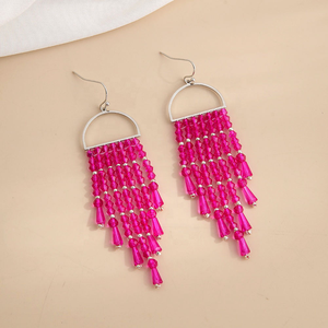 Nouvelles boucles d'oreilles pendantes en perles de verre colorées scintillantes de style bohème, boucles d'oreilles vintage à pampilles en cristal pour femmes par MD HANDICRAFTS - Product Image 5