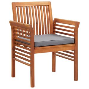 Solid Acacia Wood Dining Chair with Brown <b>Frame</b> and Dark <b>Grey</b> Cushion - Product Image 1