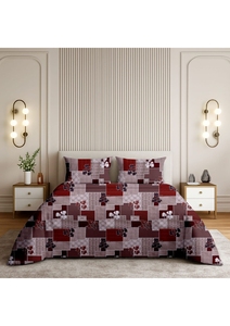 Drap de lit en coton imprimé design |   Couvre-lit bleu marine à motif floral avec housses de coussin assorties pour chambre à coucher - Product Image 2