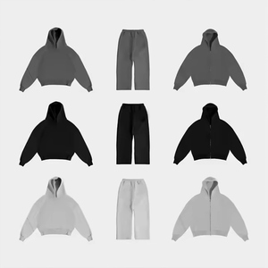 High Quality ARTISAN Men’s Tracksuit – Wholesale Custom 2-Piece Cropped Zip Hoodie & <b>Jogger</b> - Product Image 1