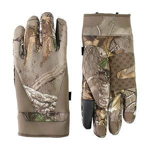Gants de chasse pour hommes, à doigts entiers, motif camouflage, paume antidérapante, fermeture auto-agrippante, pour usage extérieur par temps frais - Product Image 1