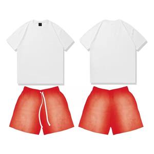 Ensemble de survêtement personnalisé 2026 pour homme, avec strass, effet vintage délavé, comprenant un t-shirt court et un short de jogging, 2 pièces - Product Image 4