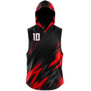 Ensemble maillot et short ajusté de football 7v7 pour garçons, tenue d'équipe sans manches à capuche, impression par sublimation personnalisée du nom et du numéro du joueur - Product Image 3