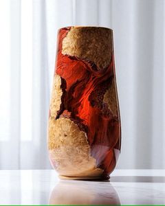 Vase à fleurs de table Art Déco en bois et résine, fait main, brillant, pour décoration intérieure - FASHION CRAFT - Product Image 4