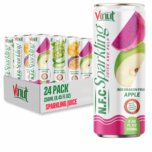 Muestra gratis y venta al por mayor 250ml Sparkling Apple Red Dragon Juice Drink - VINUT Factory, etiqueta privada disponible, OEM/ODM - Product Image 1