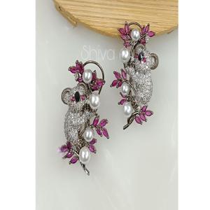 Boucles d'oreilles Kundan en laiton argenté de qualité supérieure, serties de zircon, magnifiques, pour femmes et filles, pour les soirées et les occasions spéciales - Product Image 1