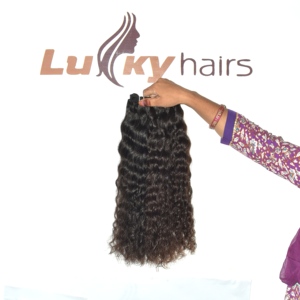 Cheveux Naturels Bruts 100% Naturels Noirs Double Drawn Indiens Bouclés en Tissages Denses à Pointes Coupées pour Salon et Conceptions de Cheveux Personnalisées 100g - Product Image 2