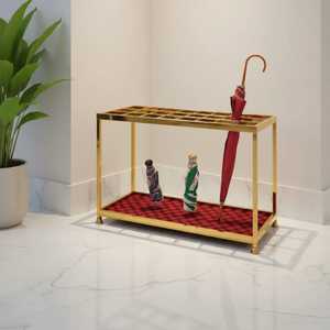 Luxury Gold <b>Metal</b> Umbrella Stand 21 <b>Grids</b> Large Capacity Commercial Umbrella Holder Hotel Lobby Entryway Storage Rack Drip Tray - Product Image 1