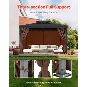 Tende per Gazebo da Esterno 10x10x6.9 con 4 Pannelli Laterali e Cerniere per la Privacy, Adatte alla Maggior Parte dei Gazebo, Tende e Mantovane da Esterno - Product Image 6